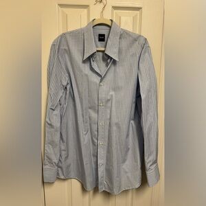 Hugo Boss Light Blue Check Long-Sleeve Dress Shirt